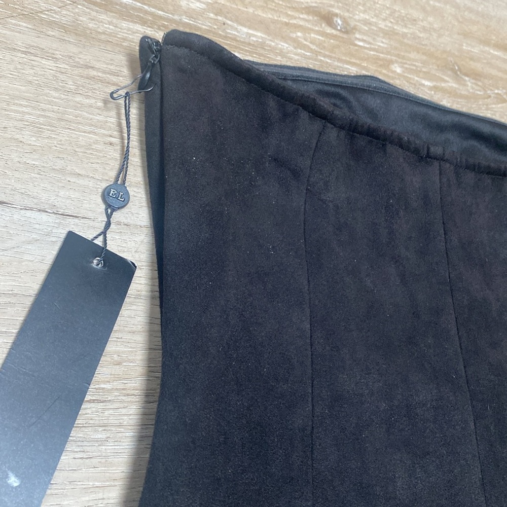 Emerson Lang Black Faux Suede Strapless top-L - Picture 6 of 6